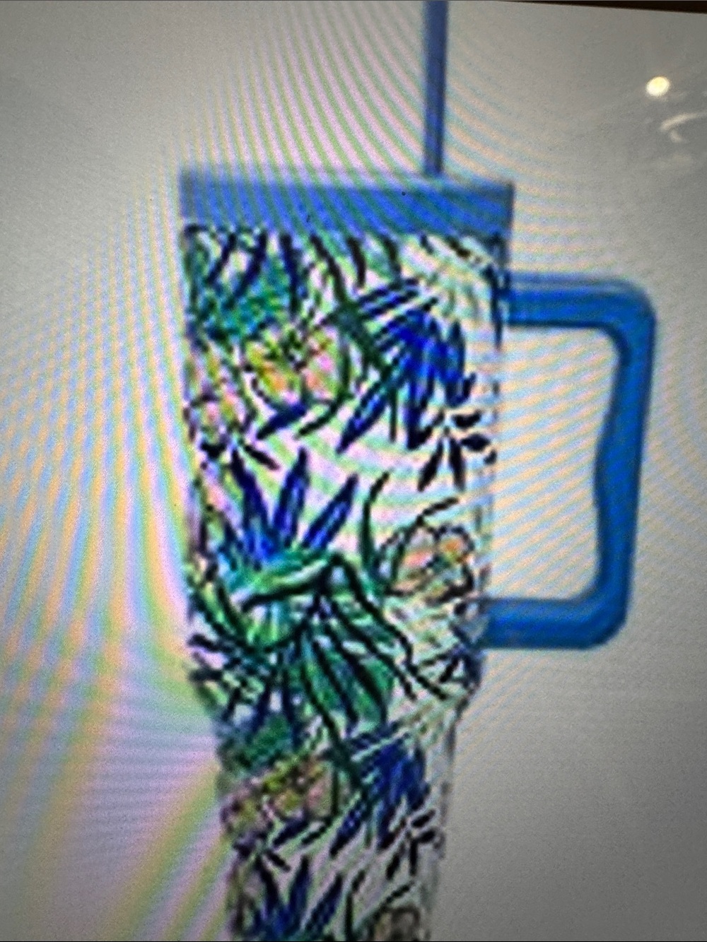 Lilly Pulitzer Blue Handle Tropical Print Travel Tumbler